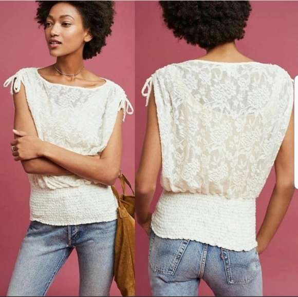 Anthropologie Tops - Anthropologie Deletta Loretta Cream Lace Top